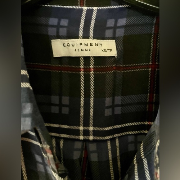 Equipment Femme Silk Blue Plaid Button-Blouse Size X-Small - Picture 6 of 6